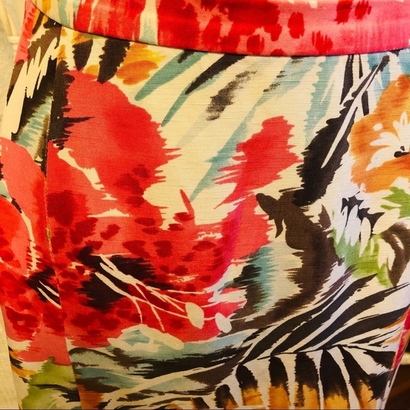 Talbots Silk Skirt Ivory with Pink Tropical Floral Print Flowy Midi size 16WP - Picture 4 of 16